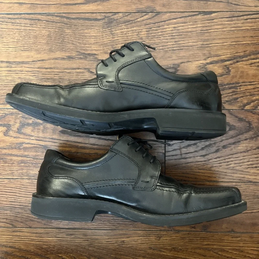 ECCO Men's 46 US 12 Seattle Bicycle Toe Leather Oxford Black Lace Up Dress Shoes